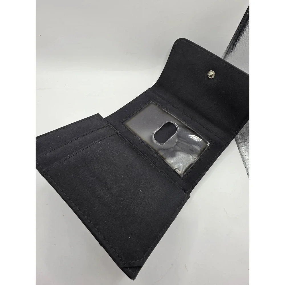 Nine West Black Faux Leather Trifold Wallet with Zip Coin Pocket and ID Window